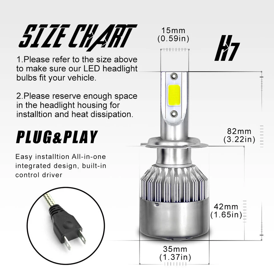 For Subaru Legacy Outback 2005-2014 - 4PC 8000K LED Headlight Bulb High Low Beam - Изображение 3 из 4