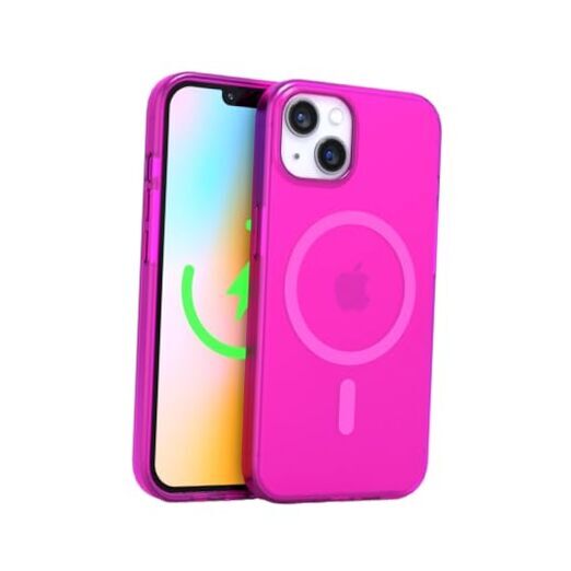 - Neon Pink Crystal Clear Phone iPhone 15 Plus w MagSafe Neon Pink - Clear