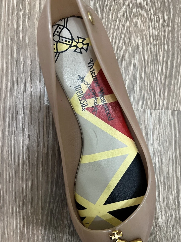 MELLISA VIVIENNE WESTWOOD ANGLOMANIA RUBBER BALLET GOLD LUX WOMAN FLATS SIZE 39 - Image 4 of 4