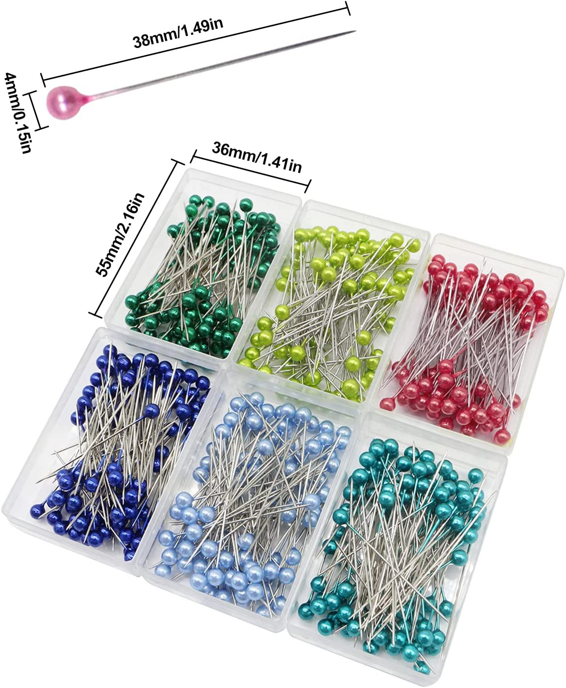 1200 Pieces Sewing Pins Pearl Head Straight Pins Straight Pins Sewing