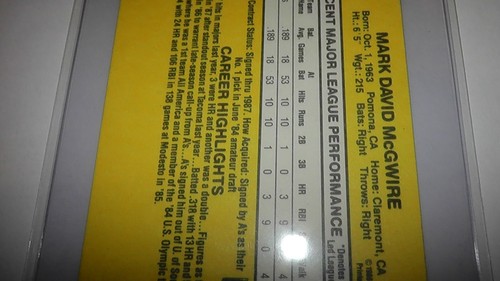 1987 Donruss Baseball Card Mark McGwire Grade 10 #46 Oakland Athletics Rookie RC - Picture 7 of 8