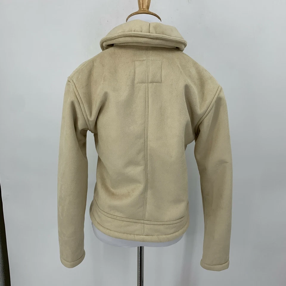 Chaqueta acolchada de gamuza sintética recta talla S beige cremallera completa forro polar grueso Foto 4 de 4