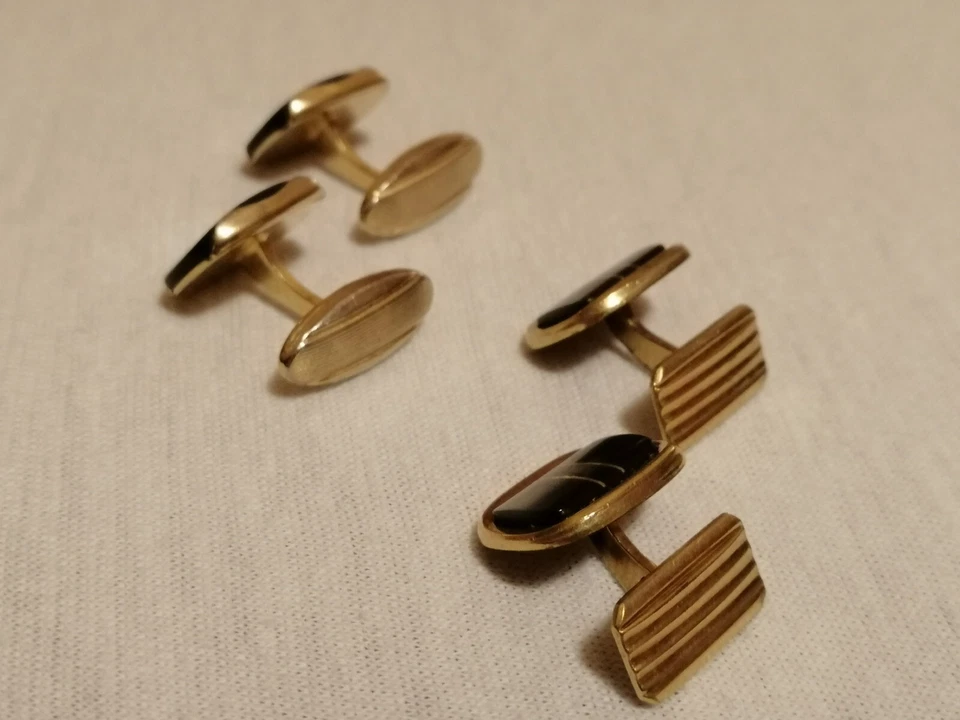 4x Manschettenknöpfe/Manschetten-Knöpfe Vintage Dandy Herren Gold&Perlmutt  - Bild 2 von 4