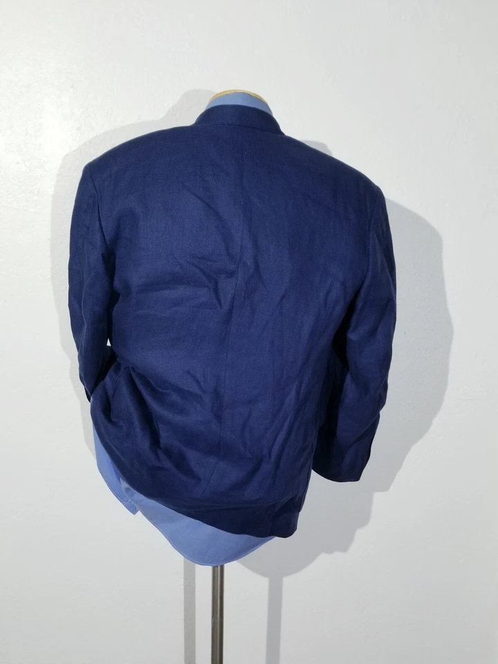 Chaqueta Blazer Abrigo Deportivo Vintage Kenzo Para Hombre Talla 1 40R Azul Lino Hecho en Japón Foto 3 de 4