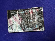 NWT COACH MINT  SERF BLACK ZIP CARD CASE CM159