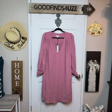 Women's Balloon Long Sleeve Dress - Prologue Sz M Cottagecore Dusty Rose Pink