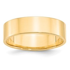 14k Yellow Gold 6mm Flat Wedding Band Ring Gift For Men Size 13