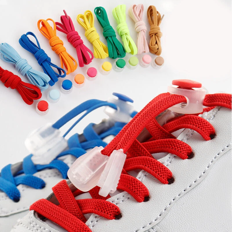 No Tie Elastic Shoelace Lock Laces Shoe Strings Fastening Locking Toggle  Sports☆