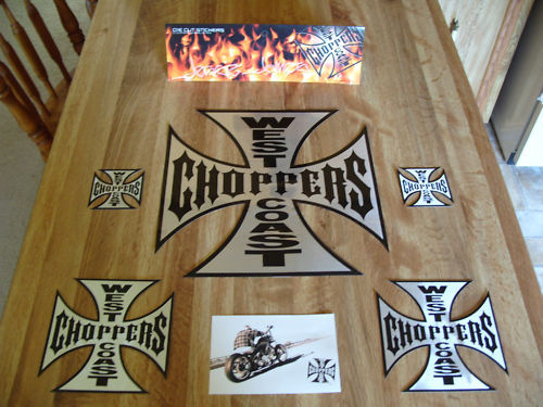 LOT DE 5 STICKERS WEST COAST CHOPPERS BIKER TRIKER TRUCKER TUNING AUTO ...