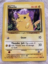*RARE* 1999 MINT Pikachu Gnaw Pokemon Card 58/102 40 HP Yellow Cheeks Shadowless