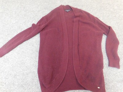 American Eagle Womens Sweater Small burgundy cardigan open chest