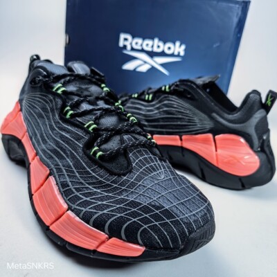 Reebok US 12 Men's Black/Orange/Green/Grey Mesh Trainer Zig Kinetica  FX9349 New