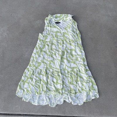 Rachel Zoe Green Leaf Print Sleeveless Maxi Dress Size Medium