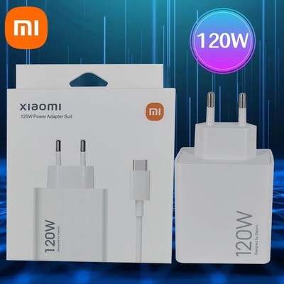 120W Turbo Fast Charger Hypercharge Adapter with Cable for Xiaomi Redmi Mi