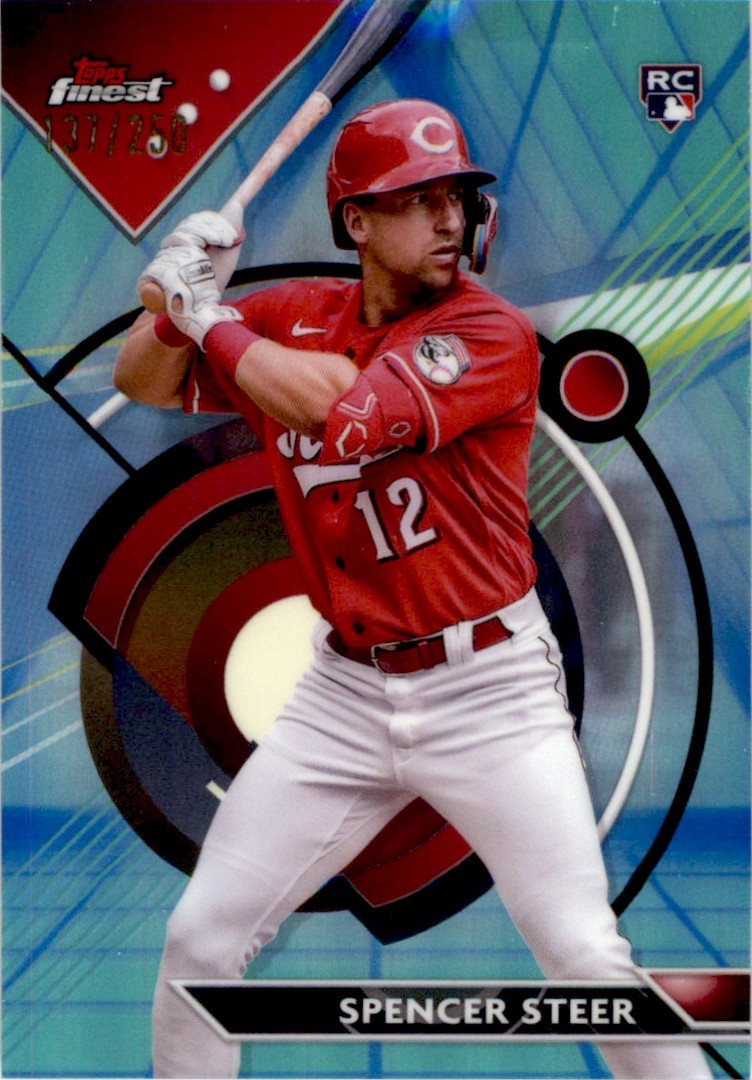 Spencer Steer 2023 Finest Blue/Aqua Vapor Refractor RC #95 137/250 Cincinnati