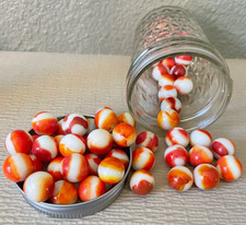 50 Lot of Vintage Marble King Rainbow and Patch and Ribbon 5/8" Marbles