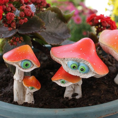 3 Stück Pilze Gartenpfähle Kunst Botanische Deko Garten