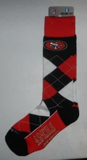 San Francisco 49ers NFL Football Pair of Argyle Crew Socks Size OSFM Mens 6-11