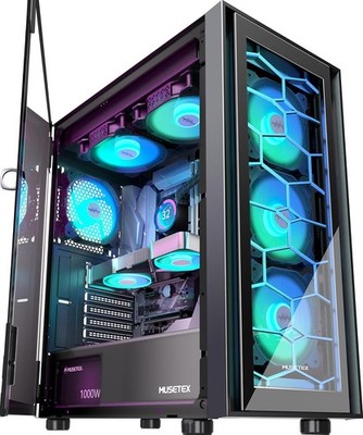 ATX Computergehäuse mit 6 PWM ARGB Lüftern G07 Schwarz