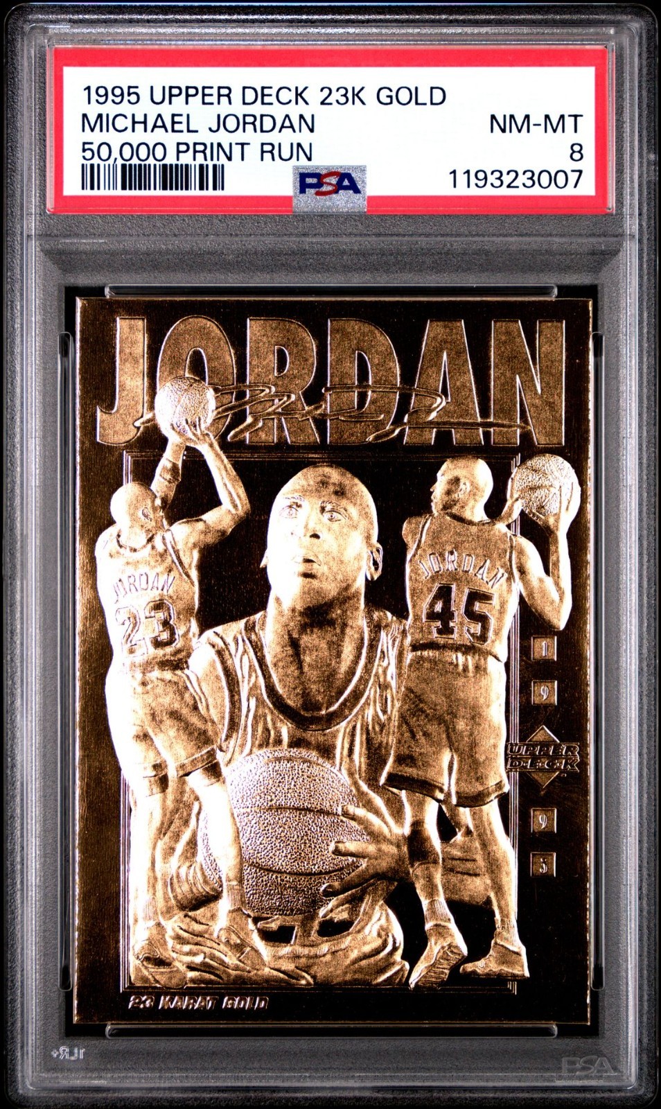 1995 UPPER DECK 23K GOLD MICHAEL JORDAN 50,000 PRINT RUN PSA 8 NM-MT view 11