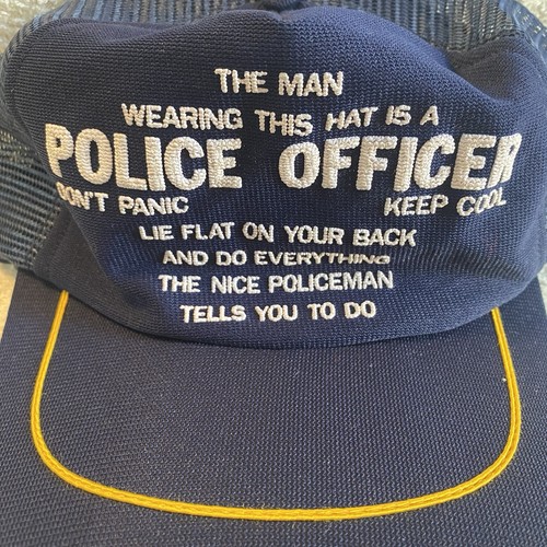 Vintage Snaoback Trucker Hat Funny Policeman Quote Made In USA - Picture 3 of 8