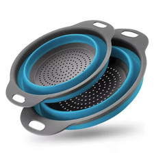 2pcs Foldable Silicone Drain Basket Fruit Veg...