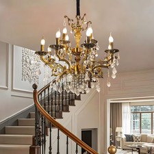 Luxury Crystal Candle Chandelier Adjustable Chain Kitchen Island Ceiling Lights