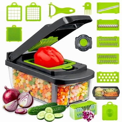 Mandoline Gemüsehacker 16 in 1 & Würfelschneider Multifunktionaler Gemüseschneider