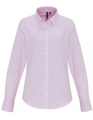 Premier Workwear Women's Cotton Rich Oxford Stripes Shirt PR338 Damen Bluse NEU