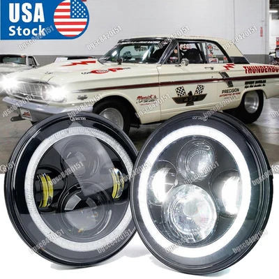 Faros Delanteros Para Ford Clásicos (Fairlane, Galaxie, Torino) - Kit De 4 Luces H4 Halógenas, Cromo, 12V