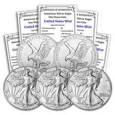 2024 Lot of 5 American Silver Eagle 1 oz BU w/ COA 1 Seller................