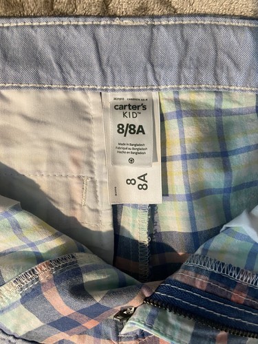 Carters Plaid Shorts Boys Size 8 Barely Worn Boys Clothing 100% COTTON - Picture 3 of 4