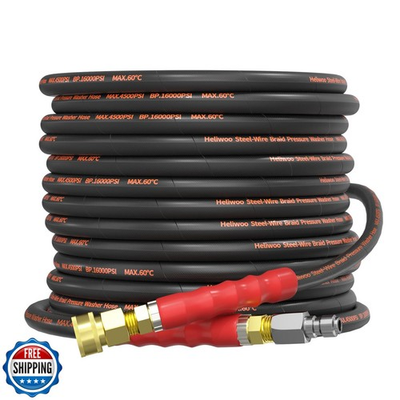 #ad Heliwoo 5 16quot; Pressure Washer Hose 50 FT Hot and Cold Water Powe $83.99