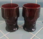 Vintage Anchor Hocking Ruby Red Glass Georgian Honeycomb 5.5” Tumblers Set Of 2
