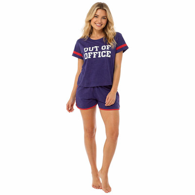 i-Smalls Women's Short Sleeved Top and Short Pants Pyjama Set (L) Blue