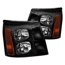 For Cadillac Escalade 03-06 Spyder Driver Passenger Side Black Euro Headlights