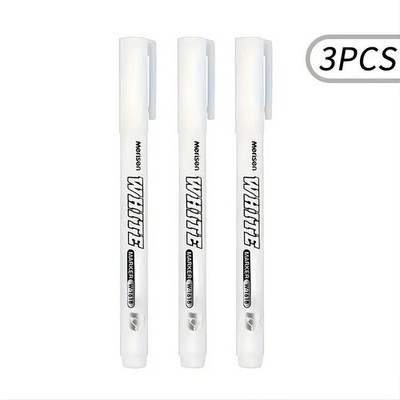 3 pcs White Waterproof Permanent Paint Marker Pens for Metal Wood Fabric