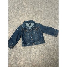Gap Girls' 3 yrs Dark Blue Denim Jacket with flowers Embroidery