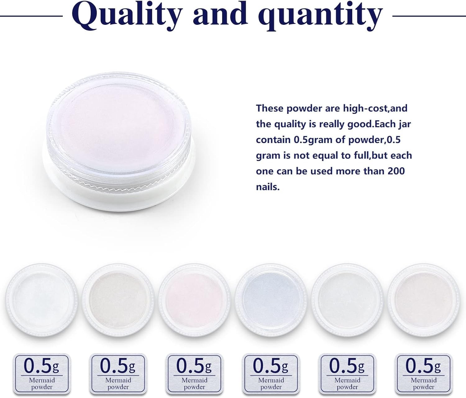 Artdone 6pcs Chrome Nail Powder White Pearl Unicorn Aurora powder 