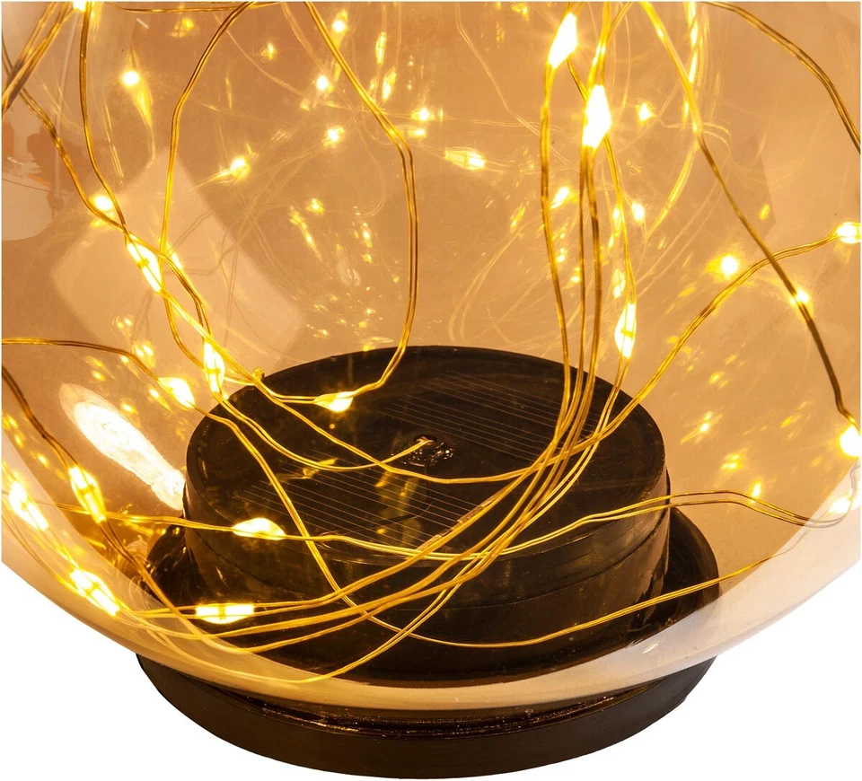 Solarkugeln Smoky 3er-Set, amber Solar LED Beleuchtung Garten Dekoration Deko - Bild 3 von 4