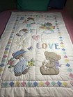 New! All Handmade Baby Crib Quilt “Baby Love” Size 40 x 60”