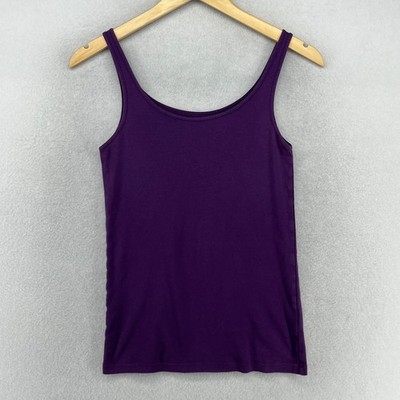 EILEEN FISHER Tank Top S Organic Cotton Ribbed Jersey Cami Scoop Neck Purple