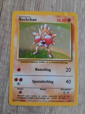 Pokemon Karte Nockchan Hitmonchan 7/102 Base Set Holo Rare TCG Deutsch