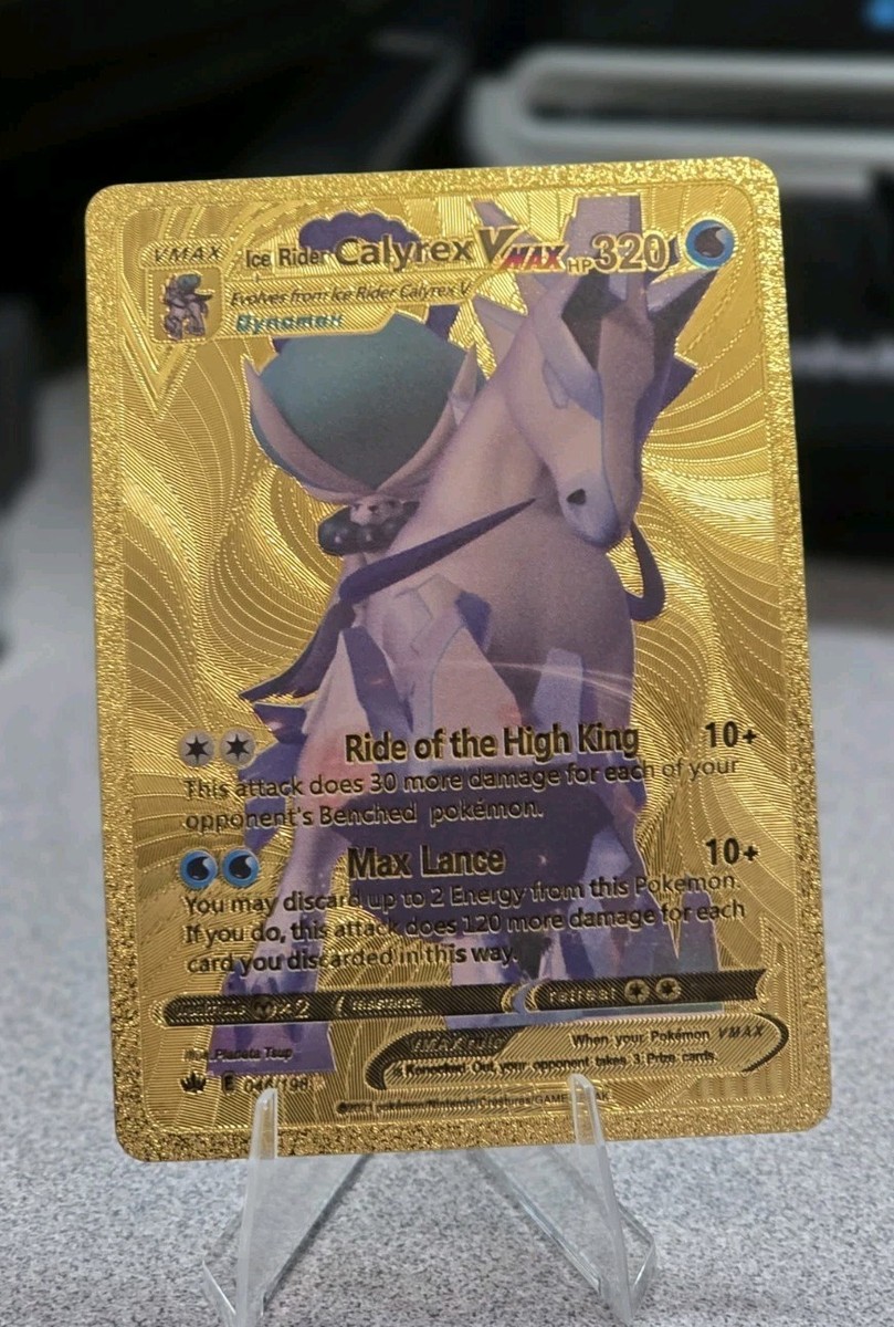Pokmon Ice Rider Calyrex VMAX 320hp Gold Foil Fan Art Collector Card TCG |  eBay