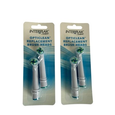 Two Sets Interplak Conair Opticlean Electric Toothbrush Replacement Heads RTG3CS