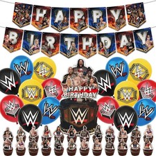 Birthday Party Supplies - WWE Decorations with Balloons Cake Toppers