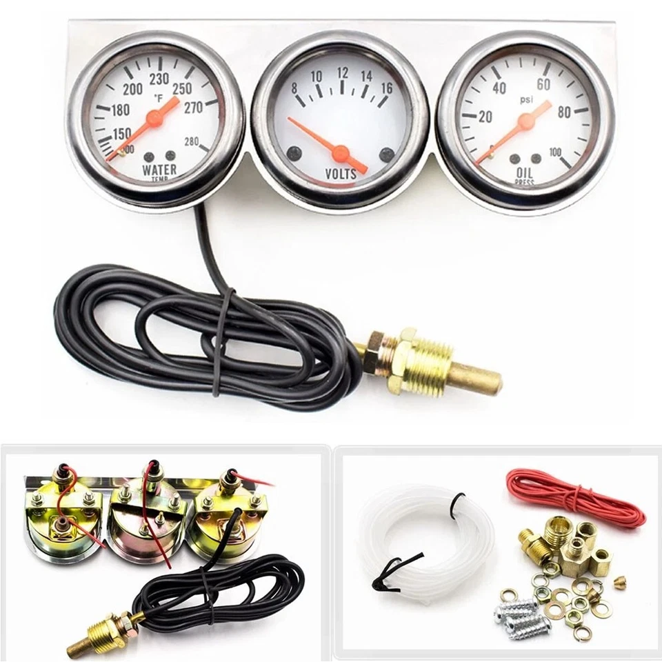 3 in 1 Car Meter Auto Triple Gauge(Voltmeter + Water Gauge + Oil Press Gauge) - Image 2 of 4