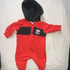 PUMA Unisex Bebé 0-3M Polar Con Capucha Mono Una Pieza Rojo Negro Cremallera