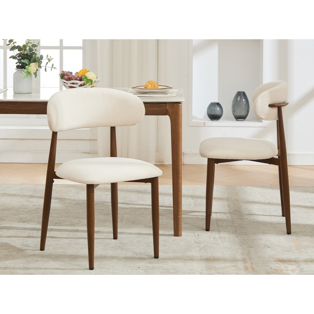 S Set Of 2 Metal Kitchen Chairs With Modern Fabric Upholstered