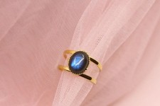 Natural Labradorite Ring 18k Gold Plated Handmade Gemstone Ring Women Jewellery
